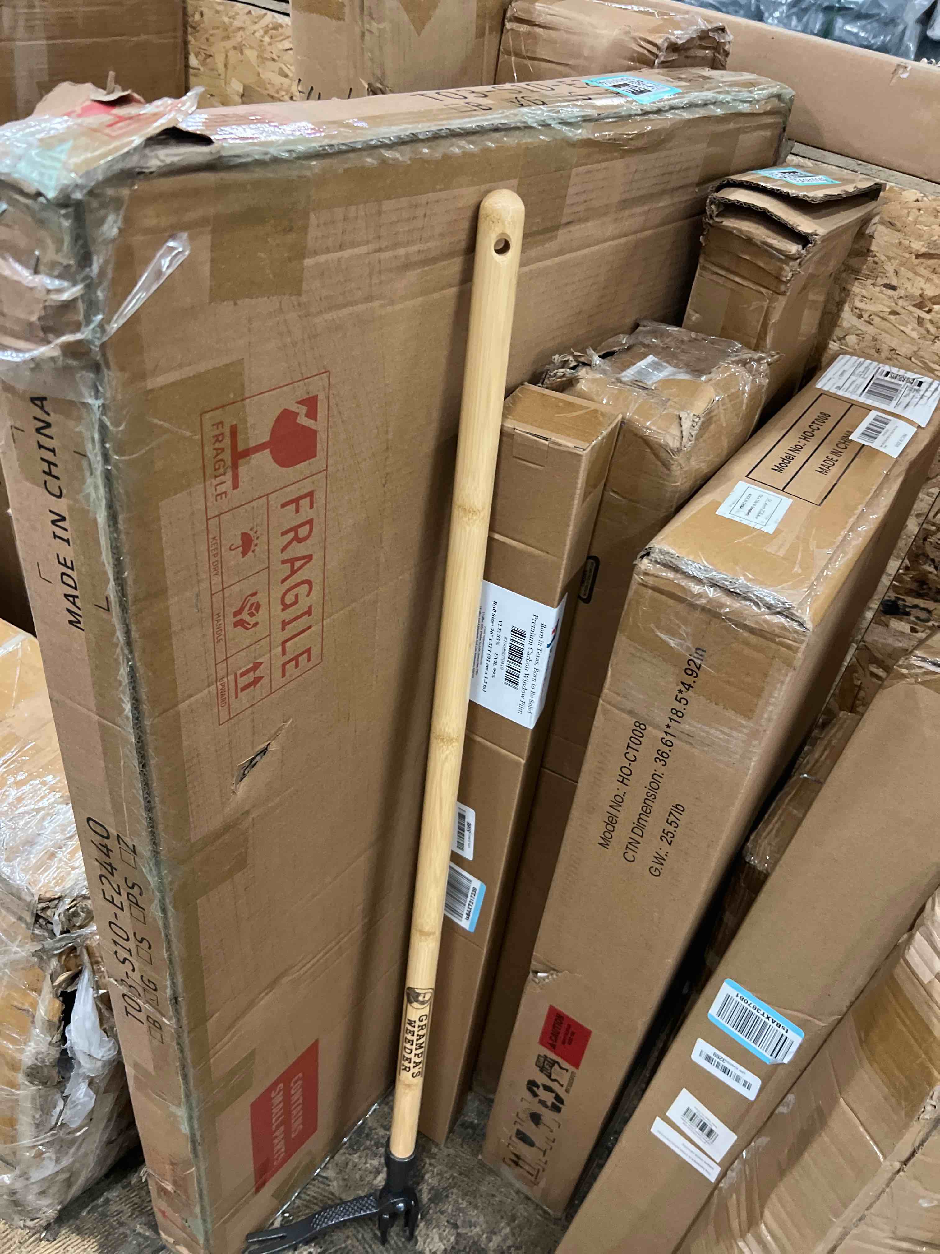 Condition photo showing New/Like New for grampa's weeder - the original stand up weed puller tool with long handle - made with real bamboo & 4-claw steel head design - easily remove weeds without bending, pulling, or kneeling.