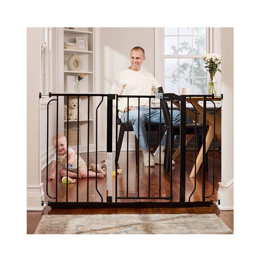 Regalo Extra Wide Easy Step Metal Walk Through Baby Gate - Black