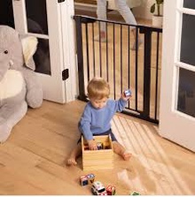 Cumbor 29.7"-40.6" Baby Gate for Stairs, Mom's Choice Awards Winner-Dog Gate for Doorways, Pressure Mounted Self Closing Pet Gates for Dogs Indoor, Durable Safety Child Gate with Easy Walk Thru Door