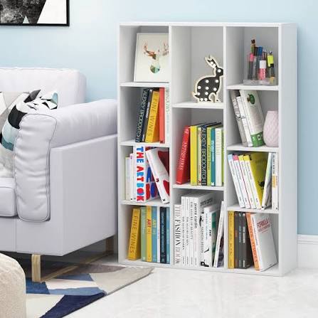 furinno 11-cube reversible open shelf bookcase  white