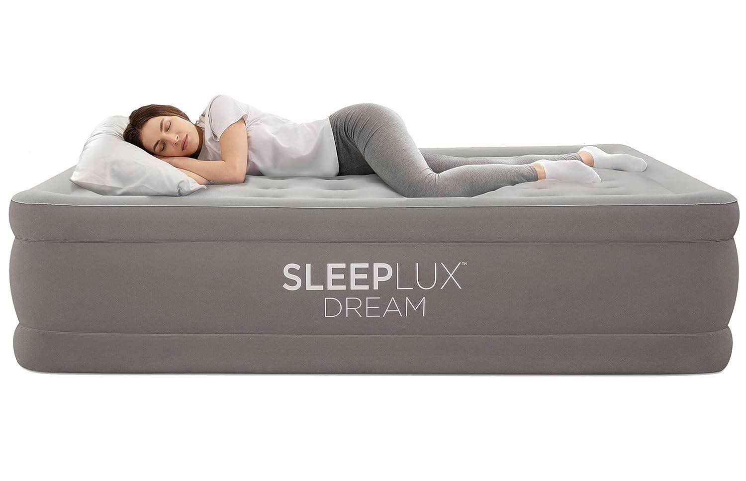 SLEEPLUX Dream Luxury 20" Queen Air Mattress with Built-in AlwayzAire Dual Pump, True-to-Size Raised Inflatable Mattress, Blow Up Bed 