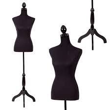 XYTREW Manikin 60''-67''Height Adjustable Female Dress Model Display Torso Body Tripod Stand Clothing Forms-Black