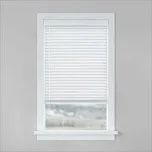 BASICS White Cordless Room Darkening Faux Wood Blinds with 2 in. Slats-23 in. W x 64 in. L