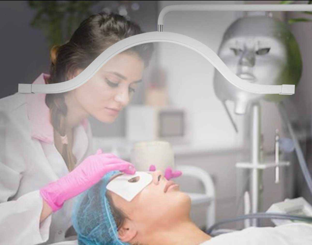 Eyelash LED Floor Lamp Estheticians Light, Tattoo Light, Pmu Lamp, Facialist Moon Lamp, Lighting for Beauty Filming Content Creation (White)