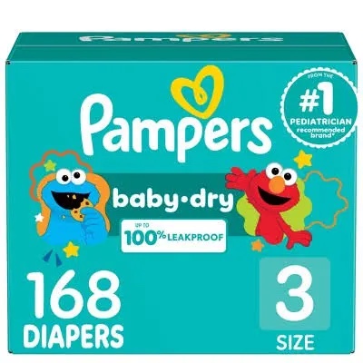Pampers Swaddlers Diapers Size 3  168 Count