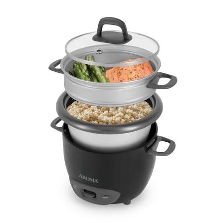 AROMA® 6-Cup (Cooked) / 1.5Qt. Rice & Grain Cooker  Black  New  ARC-743-1NGB