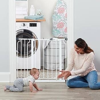 Regalo Extra Wide Easy Step Metal Walk Through Baby Gate - White
