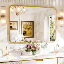 24"×36" Bathroom Mirror for Wall, Modern Bathroom Vanity Mirror, Black Bathroom Mirrors for Over Sink with Metal Framed HD Tempered Glass Hangs Horizontally or Vertically