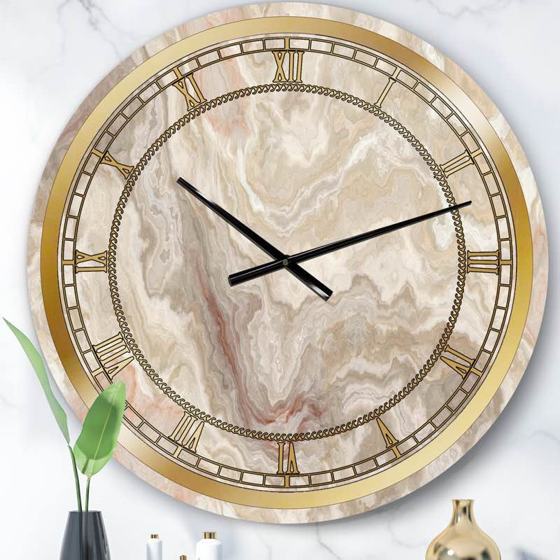 White Onyx Natural White Marble - Glam wall clock 