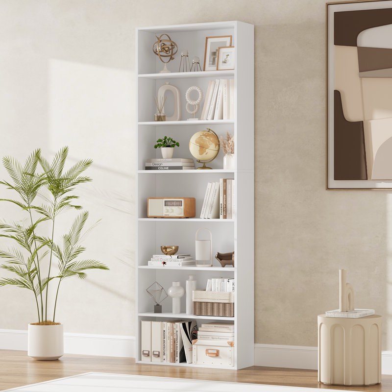 Idlewild 82.5'' H Standard Bookcase, 7-Tier Open Bookcase, Home Library Bookcase 