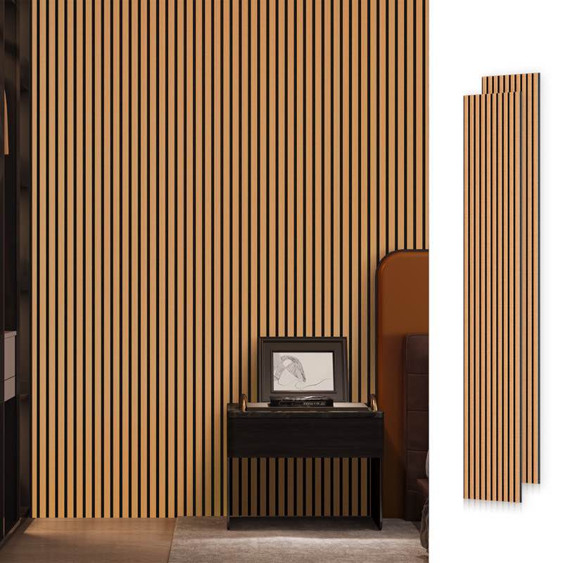 4pc x 94.5" x 12.6" 3D Acoustic/Soundproof Wood Slat Wall Panel Decorative Shiplap Panels (33 sq.ft) 