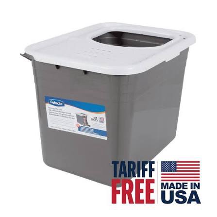 Petmate Top Entry Cat Litter Pan  15  Open Plastic Cat Litter Box  Silver