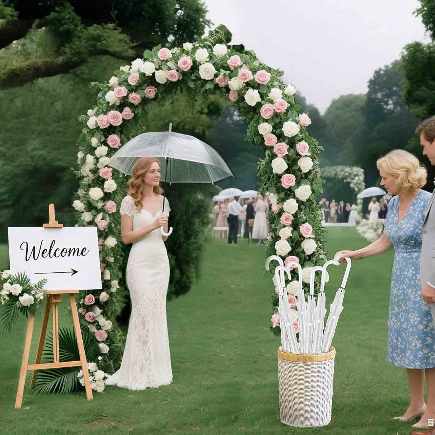 Clear Wedding Umbrellas Bulk, High-Visibility Transparent Rain Umbrella, Firm and Durable, Easy Operation, Large Clear Umbrella for Wedding Bride Groom Photography Golf Outdoor