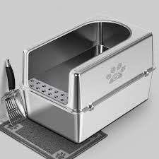 ptlom Cat Litter Box - Metal half enclosure