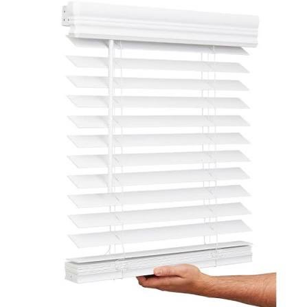 Lotus & Windoware Cordless 2  Faux Wood Room Darkening Horizontal Blind  22  W x 36  L  Bright White  Smooth