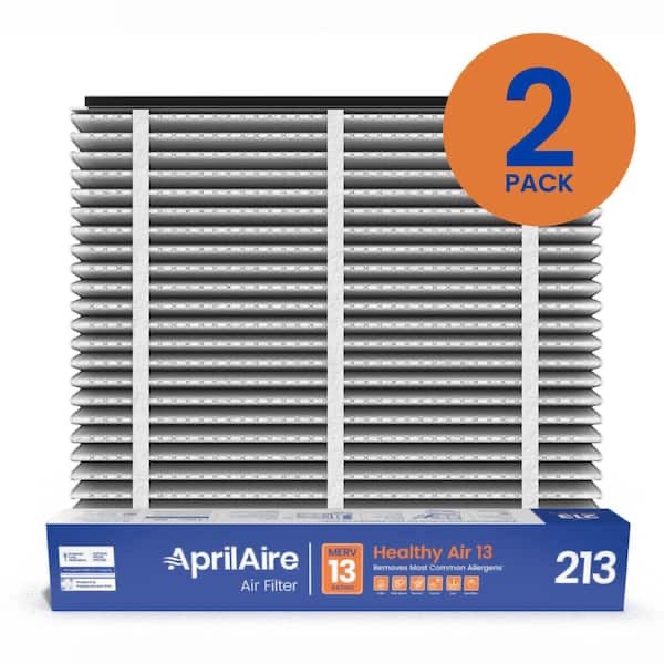 AprilAire 213 20 in. x 25 in. x 4 in. MERV 13 FPR 12 Pleated Filter For Air Cleaner Models 1210/1620/2210/2216/3210/4200 (2-Pack)