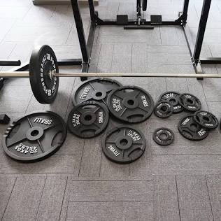 Signature Fitness 2" Olympic Bumper Plate Weight Plates with Steel Hub, Pairs, Sets or Sets with 7FT Olympic Barbell, Multiple Options