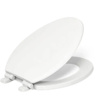 KOHLER 20454-0 Ridgewood Quiet-Close Elongated Toilet Seat, Compression-Molded Wood Toilet Seat, Soft Close Toilet Seat, White