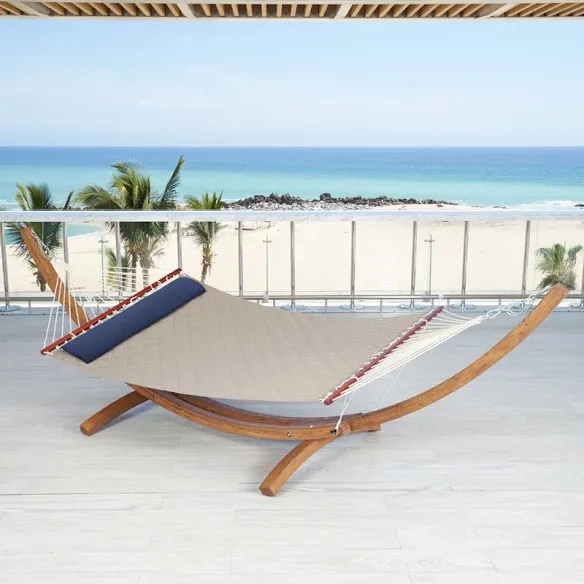 RST Brands Sunbrella Quilted Hammock Bed - Taupe/Indigo
