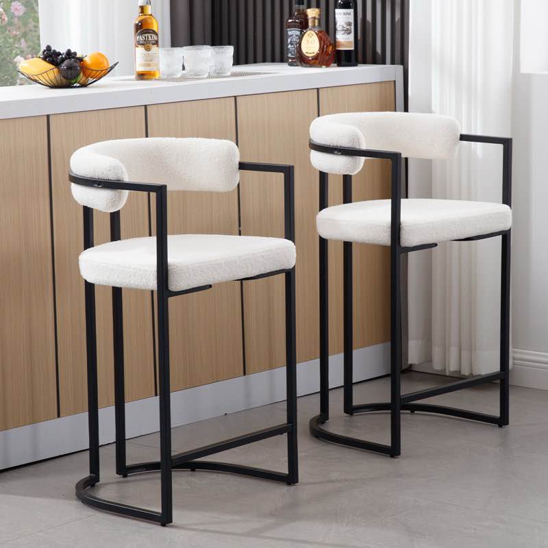 Modern Upholstered Hollow Bar Stool With Armrests And Footrests, Barrel High Stools (Set of 2) By Ivy Bronx