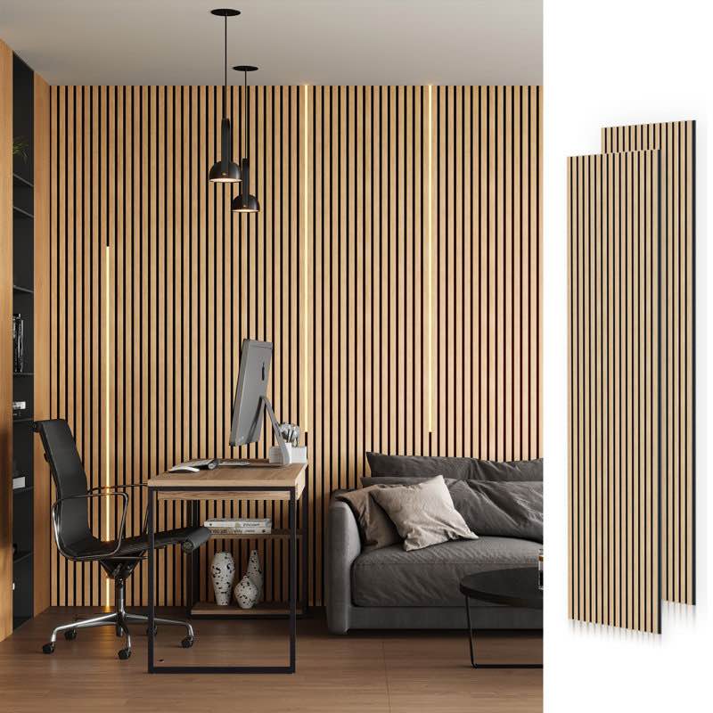 2pc x 94.5" x 24" 3D Acoustic/Sound proof Wood Slat Wall Panels(2 Piece/31.5 sq. ft.) By COMFORTHOMI