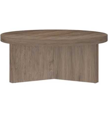 Holm 36 in. Antiqued Gray Oak Round MDF Top Coffee Table