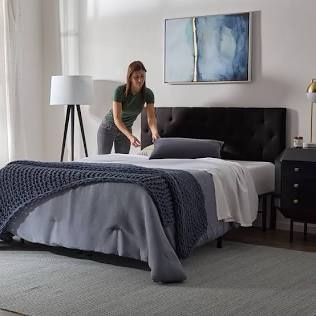 LUCID Mid-Rise Diamond Tufted Upholstered Black Attach Frame-Wall Mount-Headboard Only - Queen Platform (B086BV884D)
