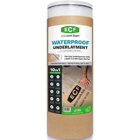 (2) 300 sq. ft. 3 ft. x 100 ft. x3.2mm Waterproof Premium Plus 10-in-1 Underlayment-Vinyl Plank, Laminate, Engineered Wood (BID IS PER ITEM, LOT IS FOR 2 TOTAL.)