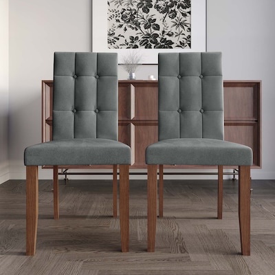 chaletposh brown wooden dining chair with light grey velvet cover