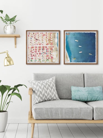Packed Beach III Diptych (Framed print)