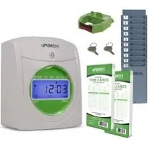 uPunch Starter Time Clock Bundle with 100-Cards  1 Time Card Rack  1 Ribbon & 2 Keys (HN1500)