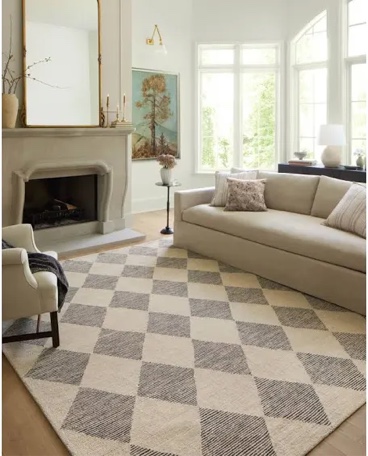 Loloi Chris Loves Julia x Francis Collection FRA-01 Area Rug 5'-0" x 7'-6" Beige/Charcoal Rectangular