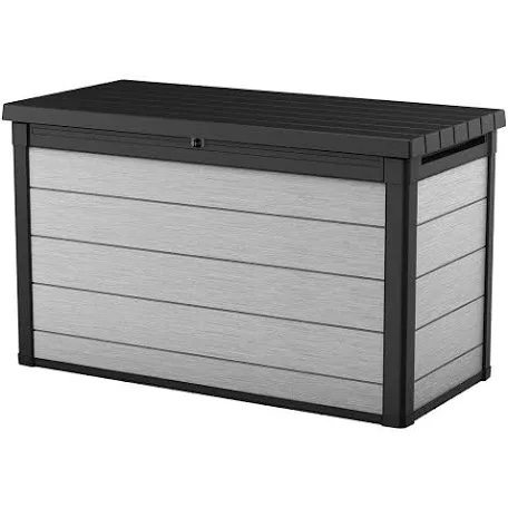 Keter Denali Grey 200 Gallon Large Resin Deck Box for Patio Outdoor Storage