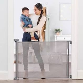 regalo fabric retractable baby gate - gray