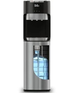 Brio Bottom Loading Water Cooler Dispenser for 5 Gallon Bottles - 3 Temperatures with Hot, Room & Cold Spouts, Child Safety Lock, LED Display with Empty Bottle Alert, Stainless Steel