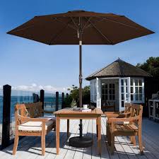 JEAREY 7.5FT Patio Umbrella Market Table Umbrella with 6 Sturdy Ribs, Push Button Tilt/Crank Outdoor Umbrella for Garden, Deck, Backyard, Pool and Beach,Brown