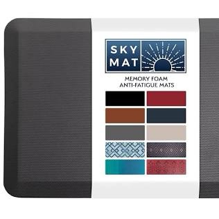 sky solutions anti fatigue floor mat - 3/4" thick cushioned kitchen rug, standing desk mat - comfort at home, office, garage - non slip, durable and stain resistant (20" x 39", black)