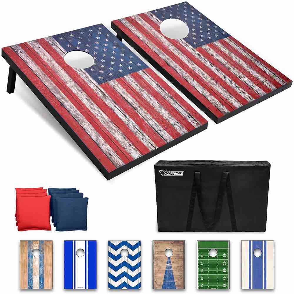 GoSports Graphic Cornhole Toss Game Set - Rustic Steel