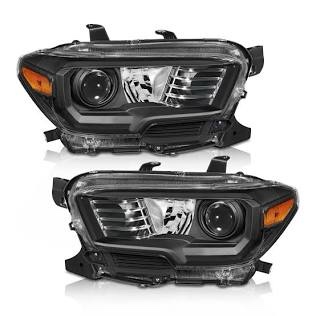 for 2016 2017 2018 2019 2020 2021 2022 tacoma headlights assembly for 2016-2022 toyota tacoma models only black housing amber reflector replacement driver and passenger side