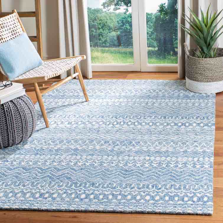 Crelake Hand Tufted Wool And Cotton With Latex Chevron Rug 10ft x 14ft 