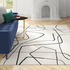 Goodrow Abstract Charcoal/White Area Rug 8ft x 10ft 