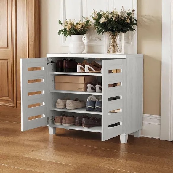 Lismore 12 Pair Shoe Storage Cabinet Pear White Oak