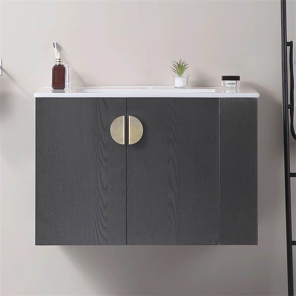 Yudani Bathroom Storage Cabinet,30" Bathroom Vanity with Sink,with two Doors Cabinet Bathroom Vanity Set with Storage Shelf