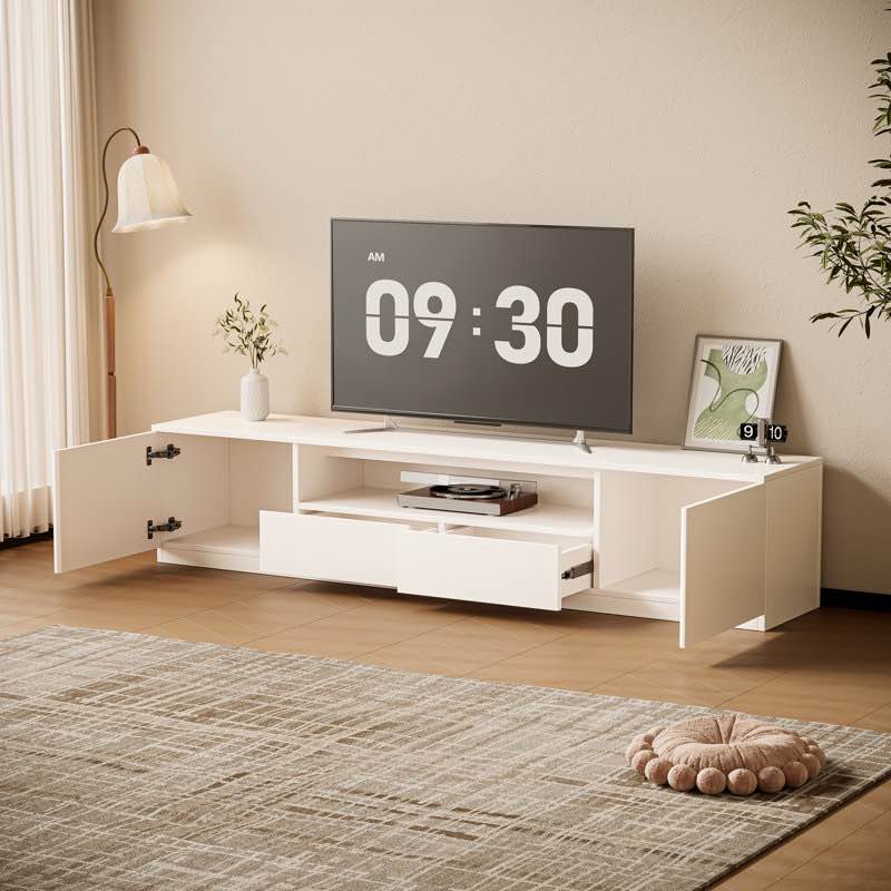 Kaylonie Modern Media Console Tv Stand For 65/70/75 Inch Tv, Tv Cabinet With Storage Drawers, Wooden Entertainment Center For Living Room Apartment White