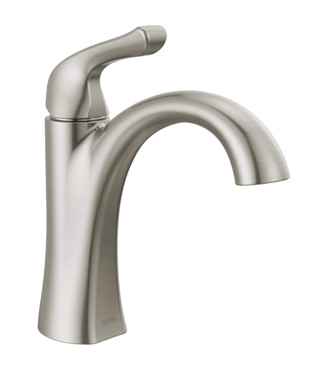 Delta Arvo Brushed Nickel Bathroom Faucet 1 Hole, Single Hole Bathroom Sink Faucet for Vanity, Push-Pop Drain Set of 2