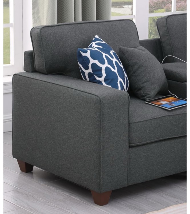 Lifestyle 127" Modular Sectional Sofa with Movable Ottoman&Nailhead Trim Armrest,L-Shape. LEFT COUCH ONLY