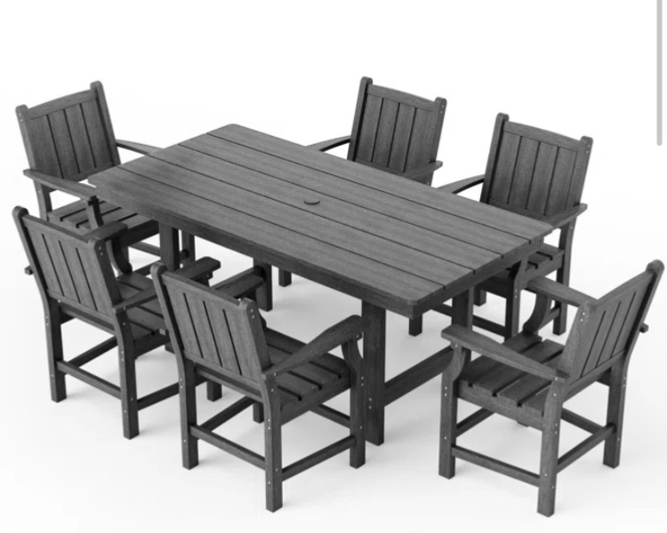 Ankita 6 - Person Metal Patio Dining Set with Rectangular Table