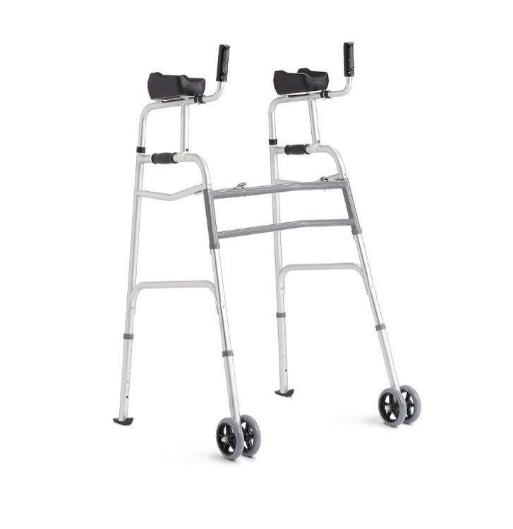 Medline Upright Aluminum Junior Folding Walker – Comfortable, Maneuverable, for Injury, Balance, Posture & Recovery
