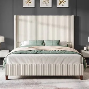  Dunwoody Upholstered Wingback Platform Bed