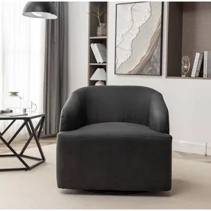 Broderic Faux Leather Swivel Barrel Chair